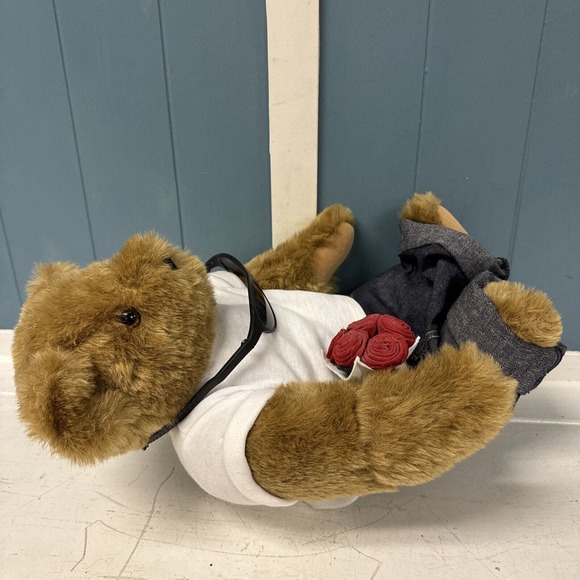 Vermont Teddy Bear Cool Guy Bear w/ Sunglasses, Jeans & LOVE TATTOO valentine's - Picture 6 of 9